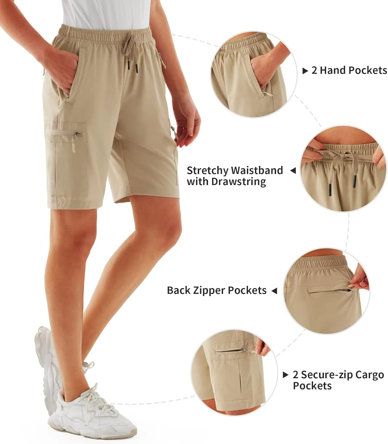 URBEST Women's Hiking Cargo Shorts Quick Dry Lightweight Summer Shorts for Women Outdoor Travel Golf Active