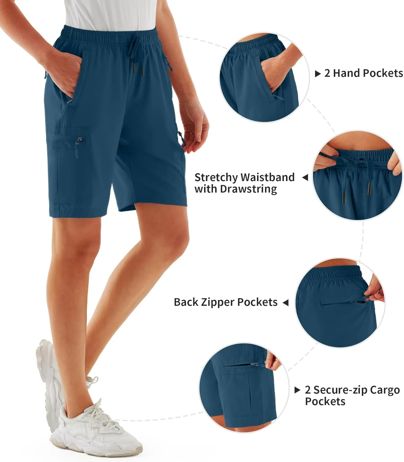 URBEST Women's Hiking Cargo Shorts Quick Dry Lightweight Summer Shorts for Women Outdoor Travel Golf Active