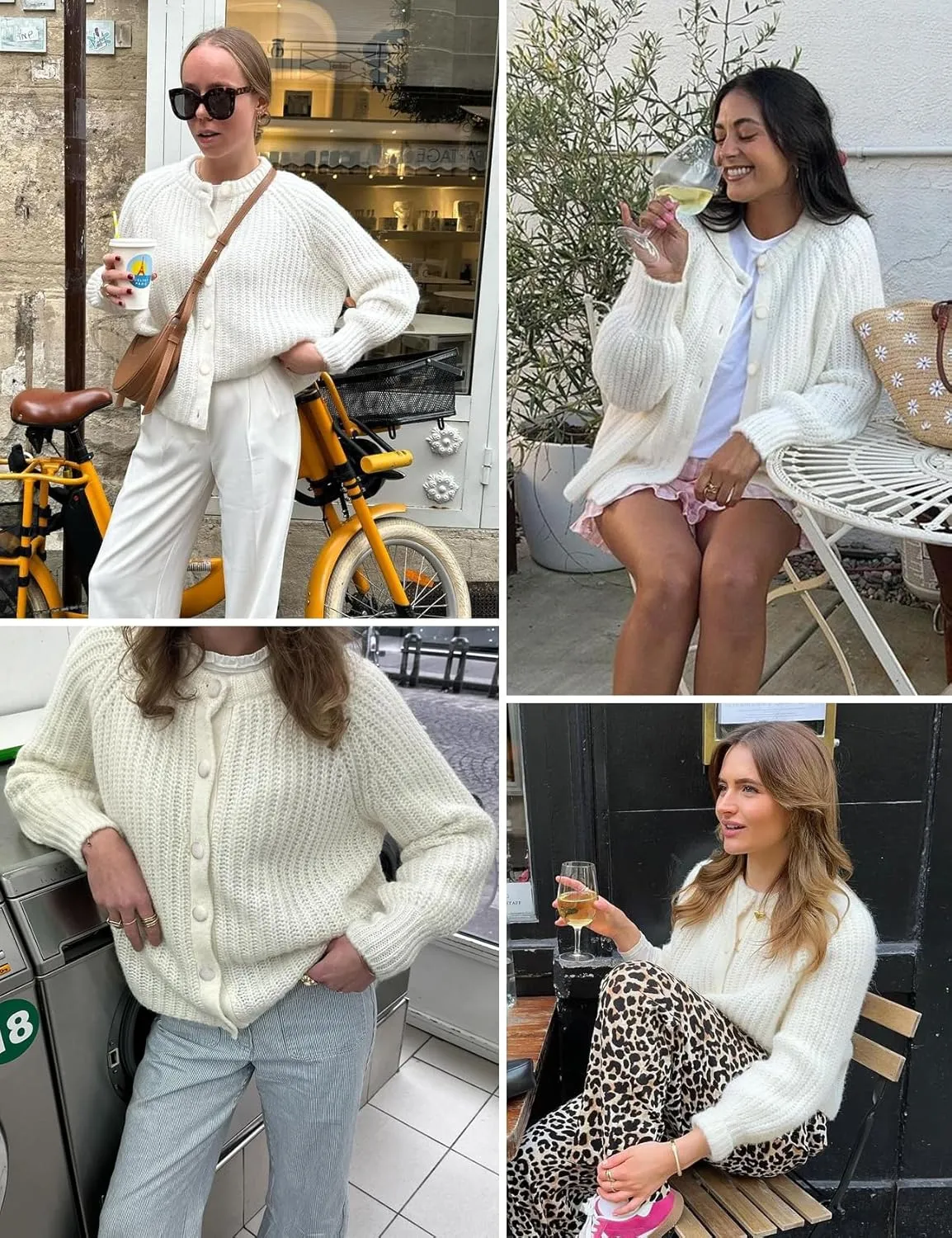 VDWIP Womens Cardigan Sweaters Button Down Chunky Knit Sweater Fall Loose Long Sleeve Cropped Cardigan