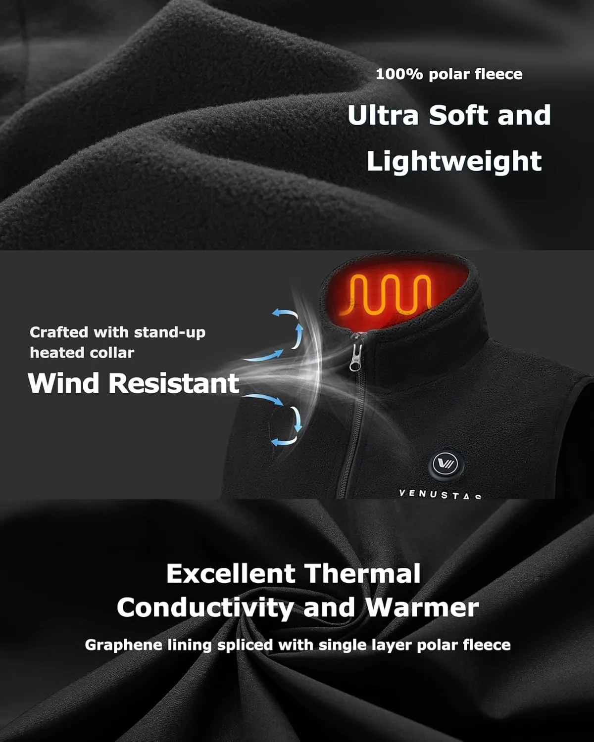 Venustas Women's Fleece Heated Vest with Battery, Lightweight Electric Heated Coat