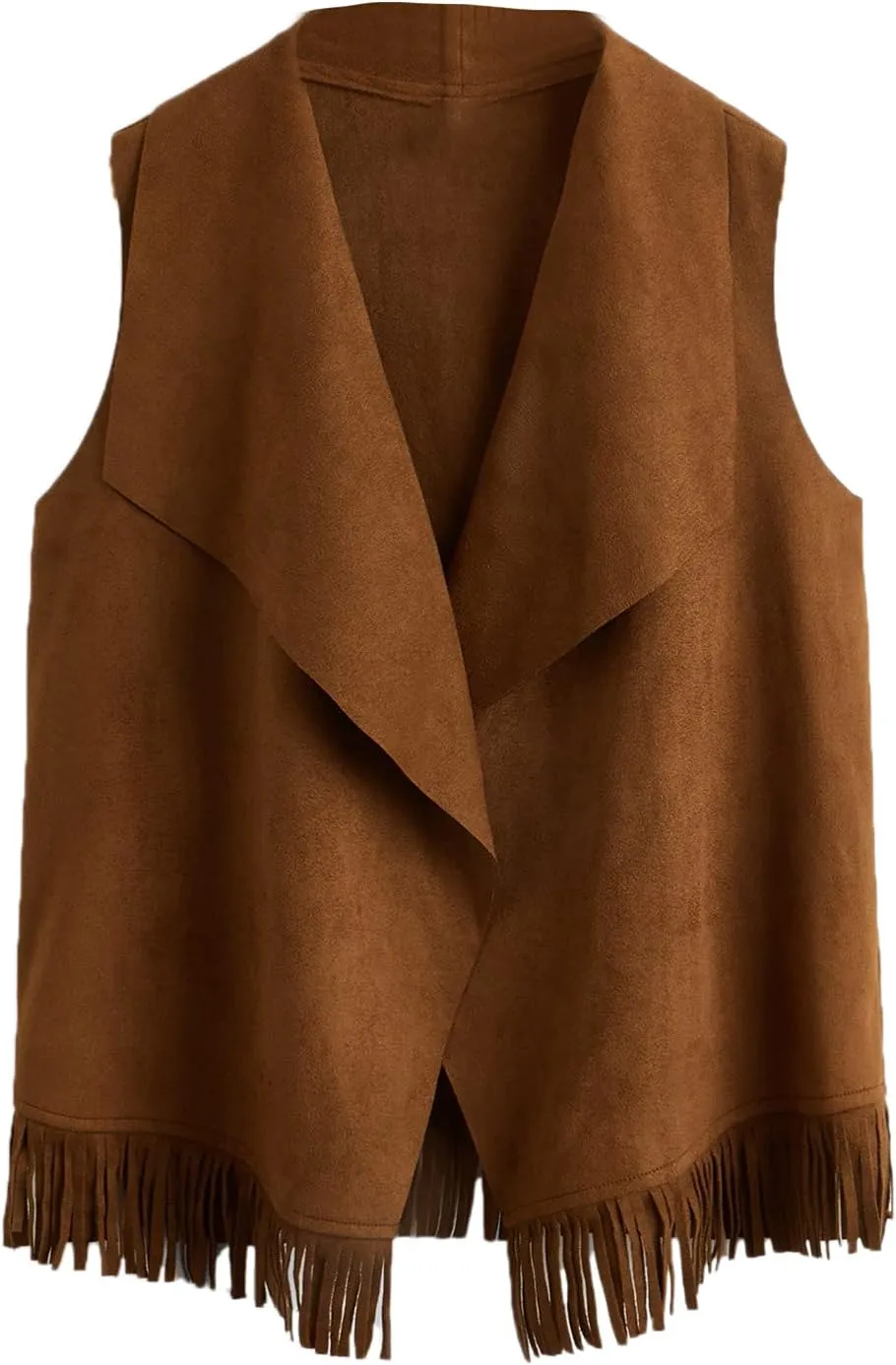 Verdusa Girl's Faux Suede Tassel Vest 70s Hippie Cardigan Cowgirl Fringe Jacket