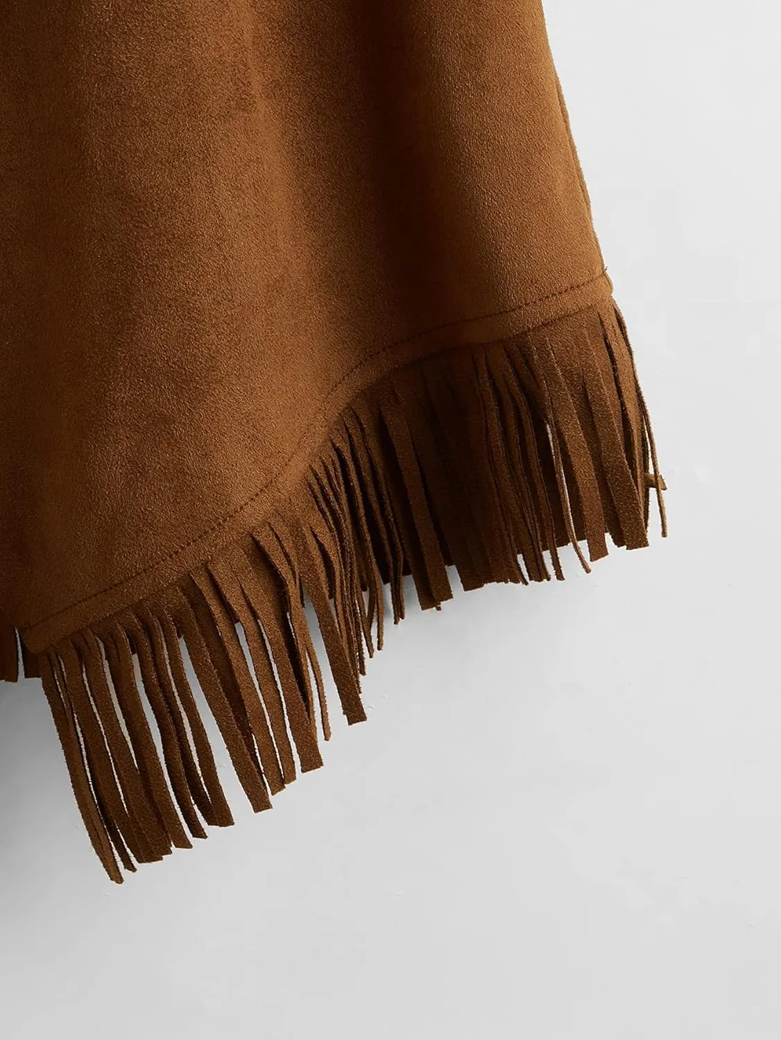 Verdusa Girl's Faux Suede Tassel Vest 70s Hippie Cardigan Cowgirl Fringe Jacket