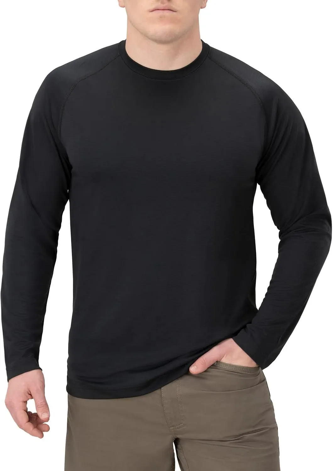 Vertx Mens Long Sleeve Tactical T Shirt, Athletic Workout Hunting Hiking Sport, Pull On Longline Style, Semi Compression Fit