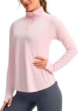 Viodia Women's 1/4 Zip Long Sleeve Sun Shirts UPF50  UV Protection Quick Dry Hiking Fishing Shirts Quarter Zip Pullover