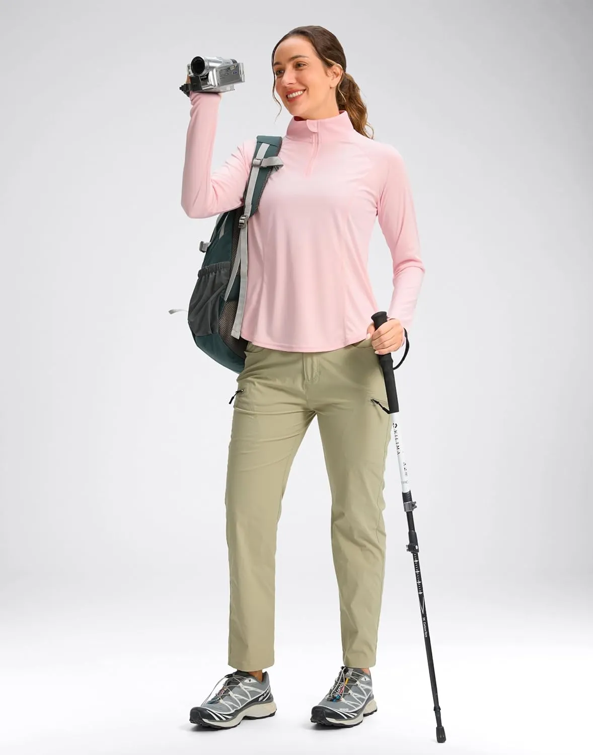 Viodia Women's 1/4 Zip Long Sleeve Sun Shirts UPF50  UV Protection Quick Dry Hiking Fishing Shirts Quarter Zip Pullover