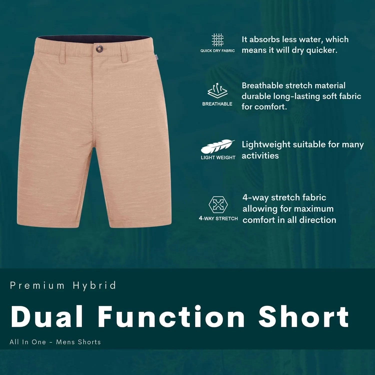 Visive Premium Hybrid Shorts Men Quick Dry Golf Stretch Board Shorts Swim Trunks Summer Big Men