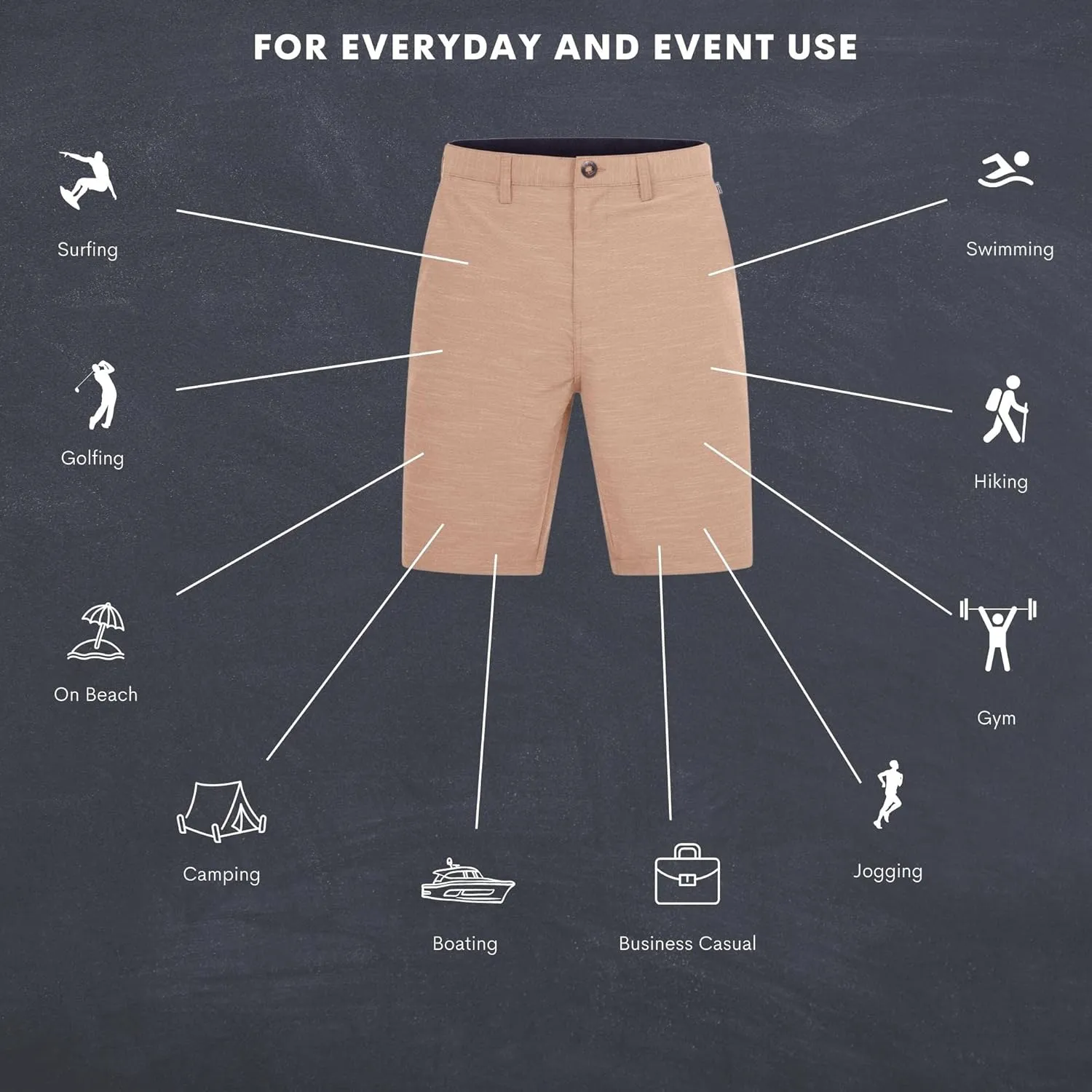 Visive Premium Hybrid Shorts Men Quick Dry Golf Stretch Board Shorts Swim Trunks Summer Big Men