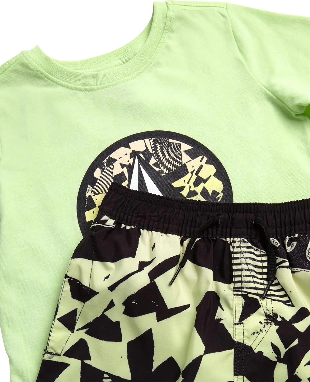 Volcom Baby Boys Swim Set - 2 Piece Short Sleeve Swim Shirt Graphic Tees & Board Shorts, Infant Toddler Little Boys Swimsuit