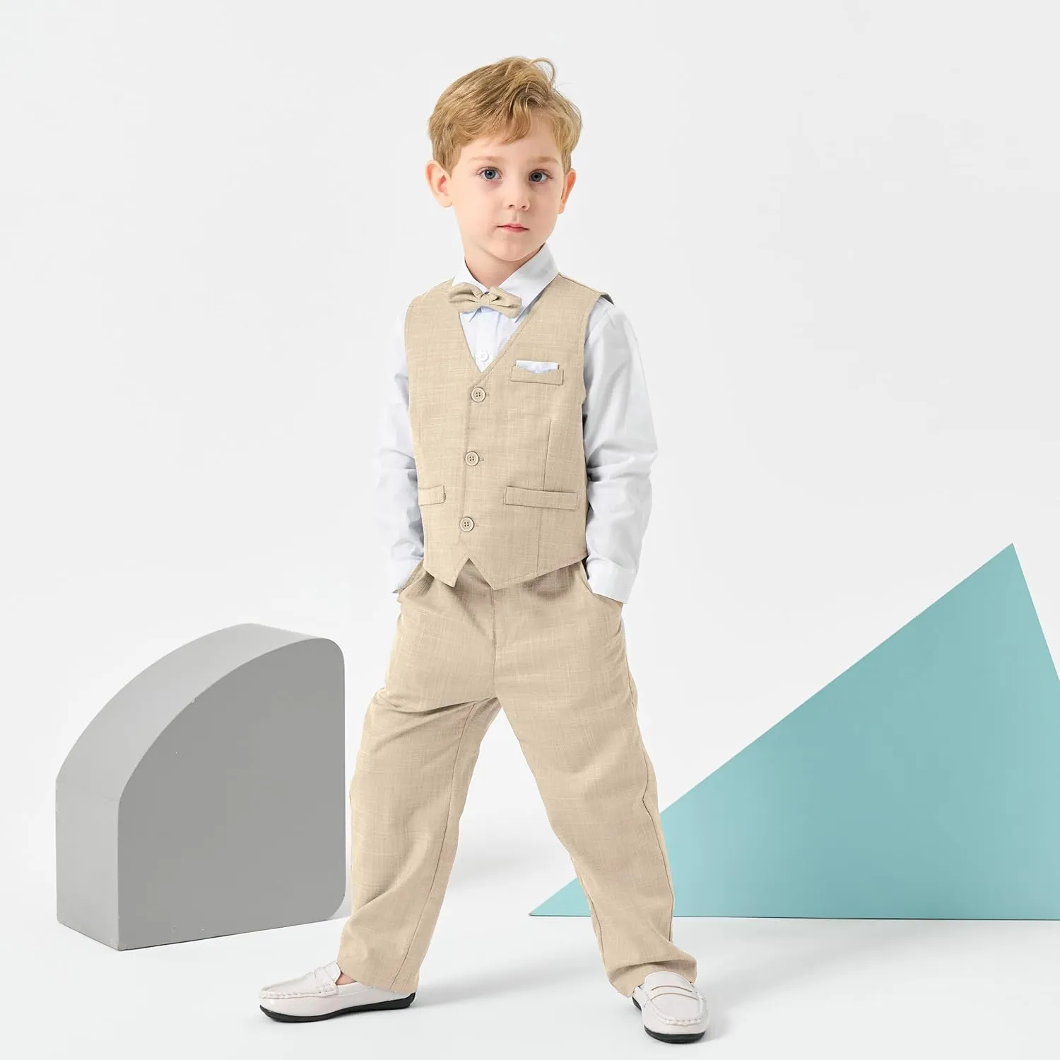 Volunboy Baby Boys Formal Wedding Ring Bearer Outfits Toddler Gentleman Bowtie Vest Guest Suits Dress Shirt Pants Set