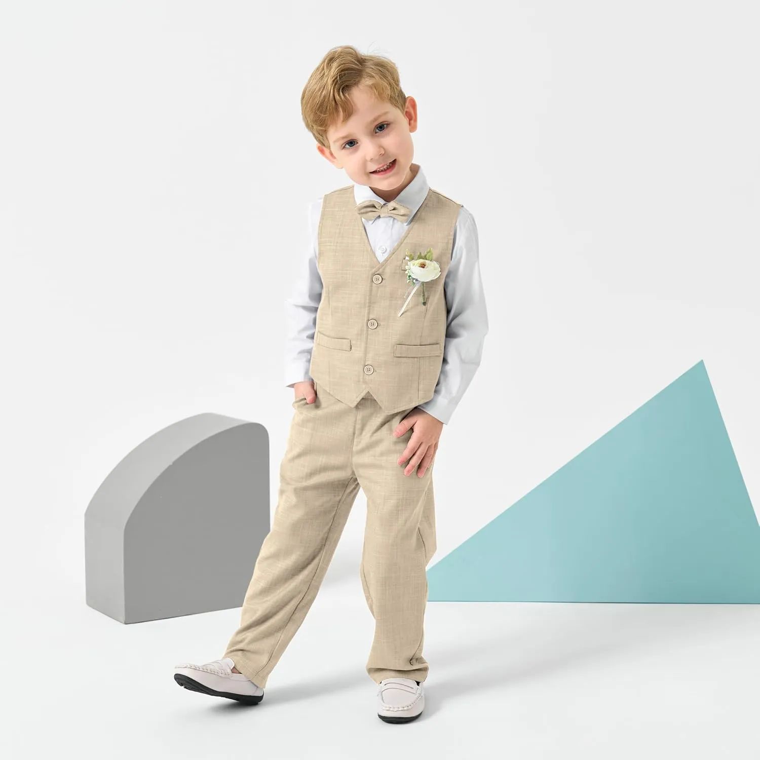 Volunboy Baby Boys Formal Wedding Ring Bearer Outfits Toddler Gentleman Bowtie Vest Guest Suits Dress Shirt Pants Set