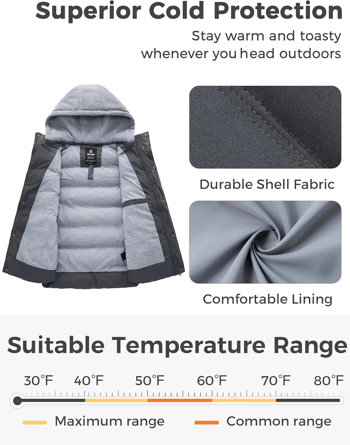 wantdo Women's Quilted Puffer Vest Thicken Warm Winter Coat with Removable Hood
