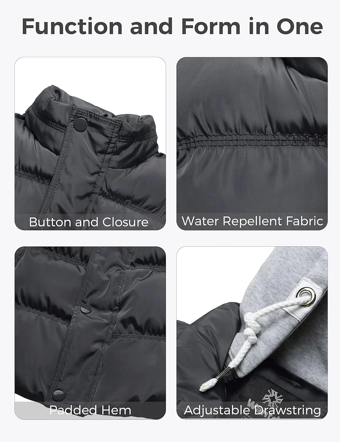 wantdo Women's Quilted Puffer Vest Thicken Warm Winter Coat with Removable Hood