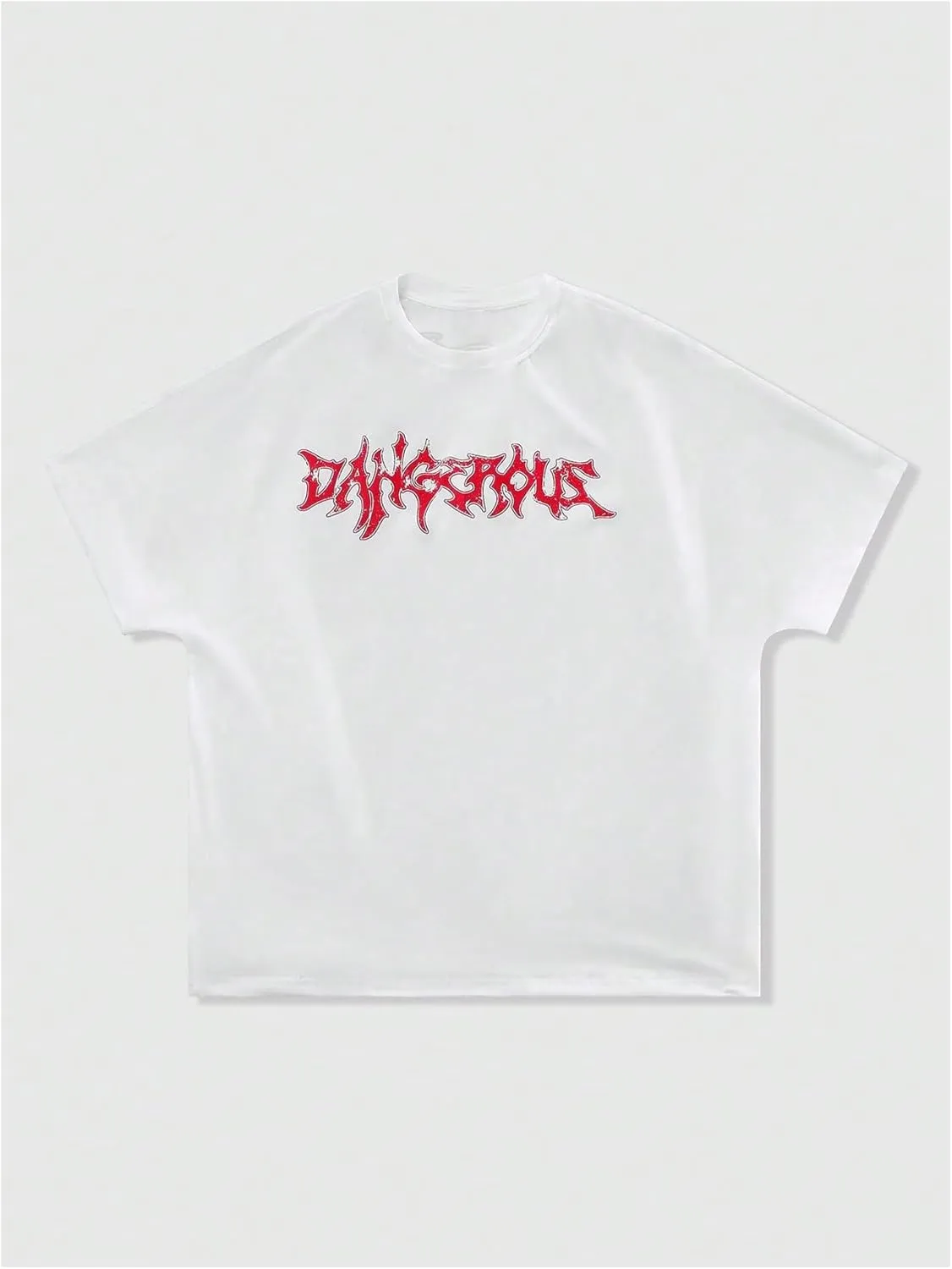 WDIRARA Men's Oversized Letter Graphic Tee Crew Neck Short Sleeve T Shirt Streetwear Tops