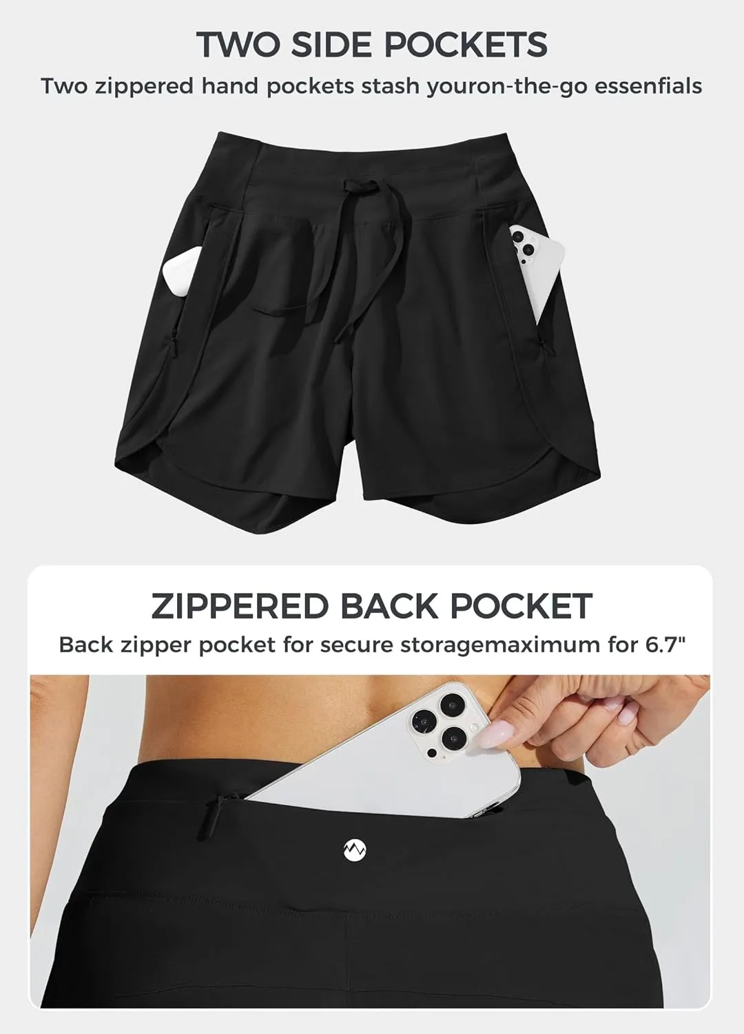 Willit Women's 7" Athletic Running Shorts Long Workout Hiking Shorts Quick Dry High Waisted Active Zipper Pocket