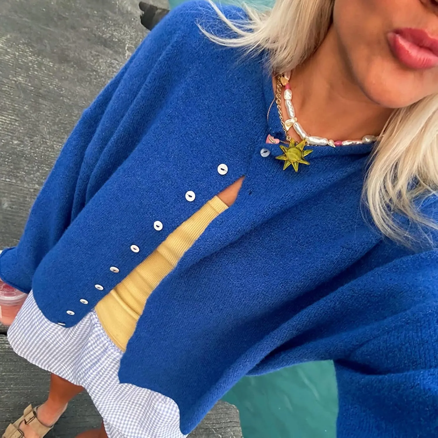 Women Casual Cardigan Sweaters Crewneck Button Down Knit Tops Going Out Lightweight Knitwear