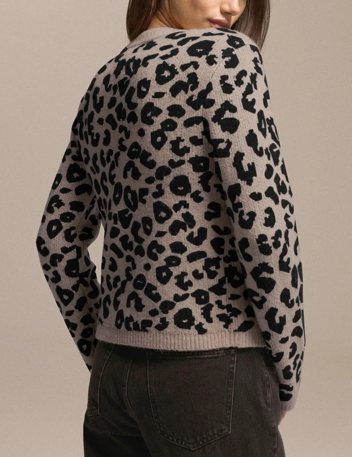 Women Leopard Print Cardigans Button Down Open Front Sweater Cheetah Knit Fall Clothes Long Sleeve Coats Outwear