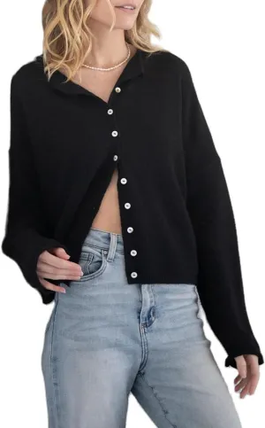 Women Lightweight Cardigan Sweater Button Down Long Sleeve Crewneck Crop Knit Cardigans Casual Basic Knitwear
