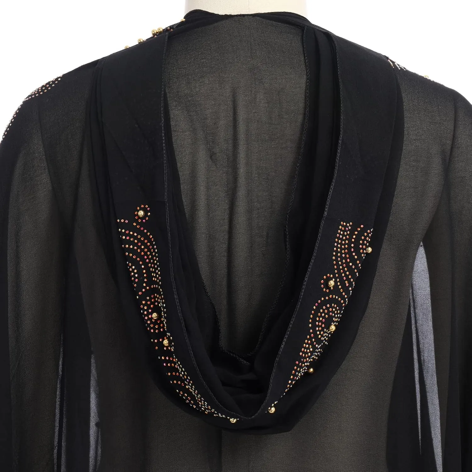 Women Muslim Cardigan Hijab Dress Batwing Hot Drilling Chiffon Kimono Islam Kaftan Robe African Dresses
