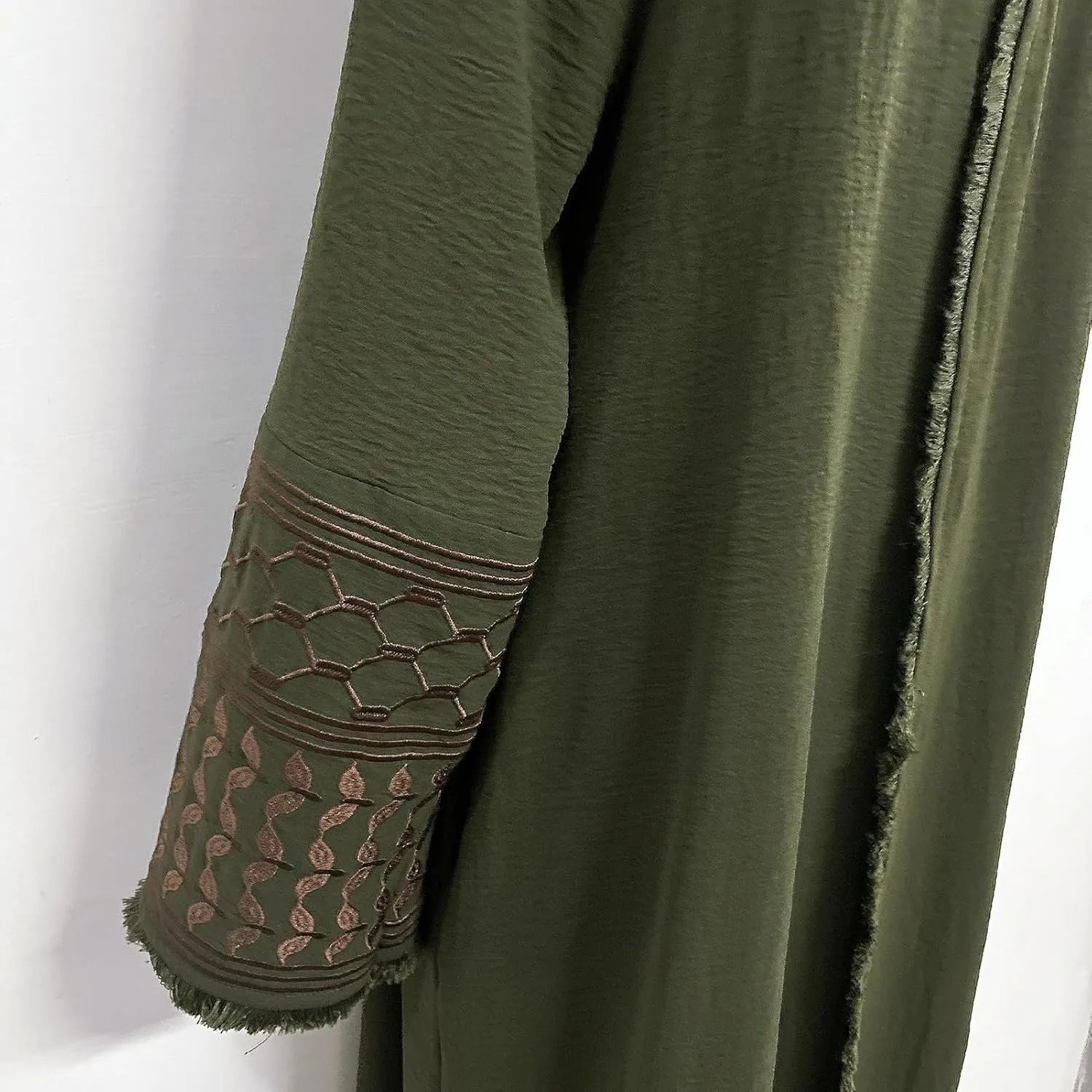 Women Ramadan Muslim Abaya Long Sleeve Embroidered Open Front Cardigan Kimono Turkey Dubai Kaftan