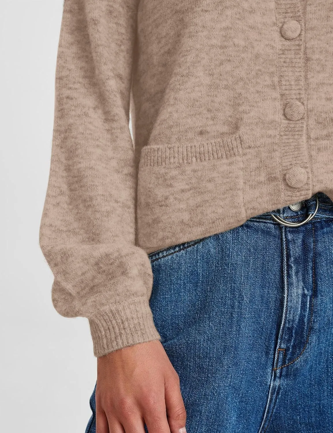 Women Ruffle Collar Button Down Cardigan Sweater Open Front Long Sleeve Knit Sweater Pullovers Top with Pockets