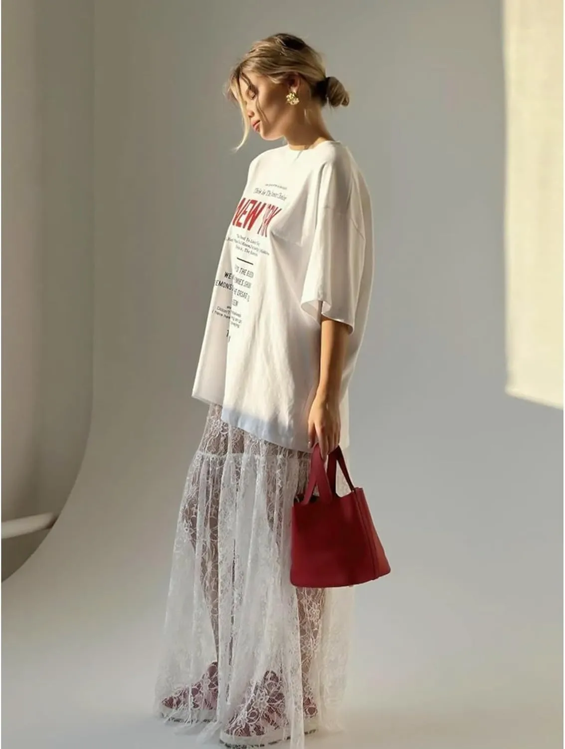 Women Sexy Sheer Lace White Flare Skirts Summer Floral Embroidered High Waist Long Maxi Beach Skirt