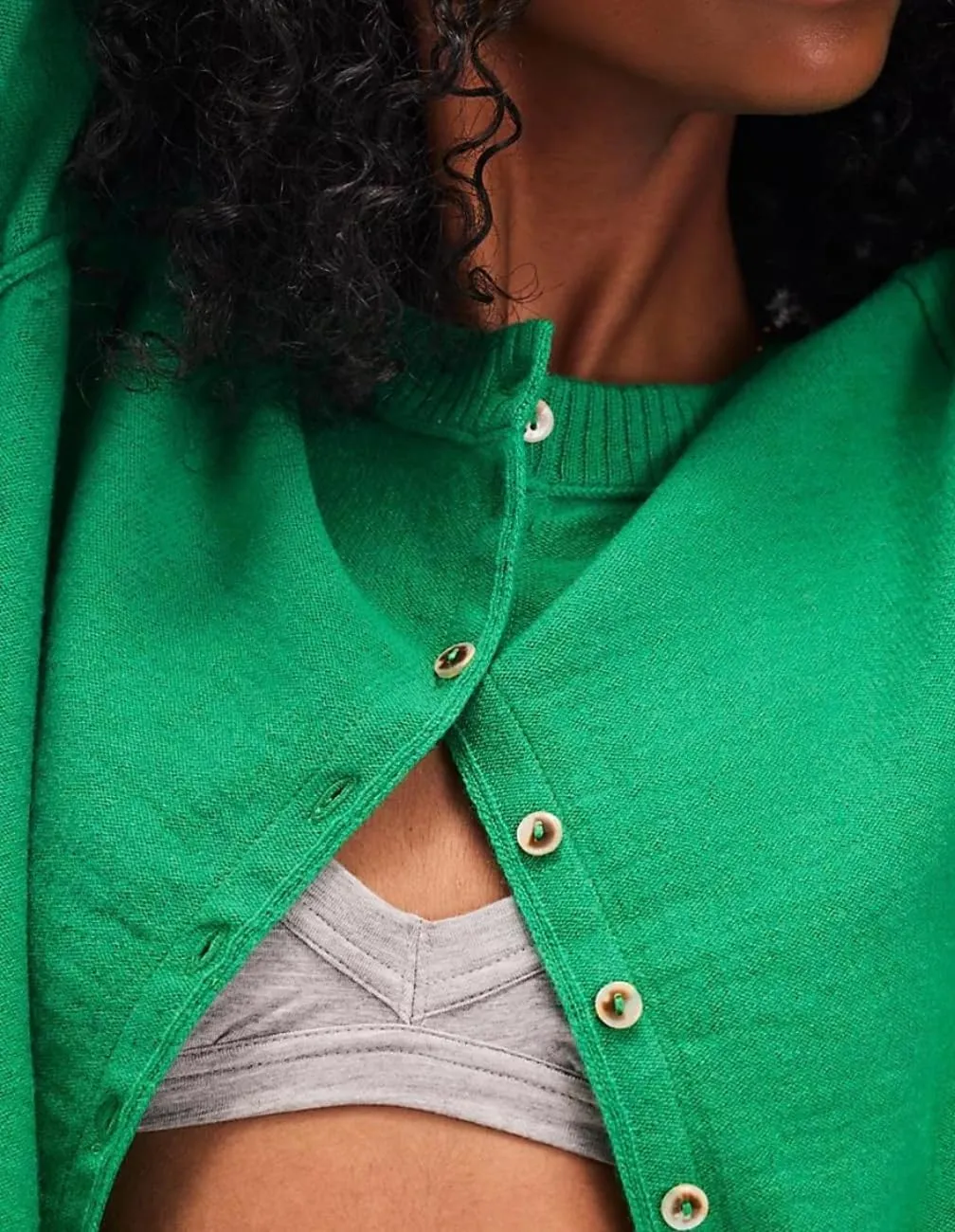 Women Y2K Open Front Button Down Knit Crop Cardigan Sweater Scoop Neck Long Sleeve Solid Causal Ribbed Top Fall