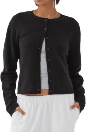 Women Y2k Open Front Sweater Long Sleeve Crewneck Crop Cardigan Cute Button Down Knit Pullover Tops Streetwear