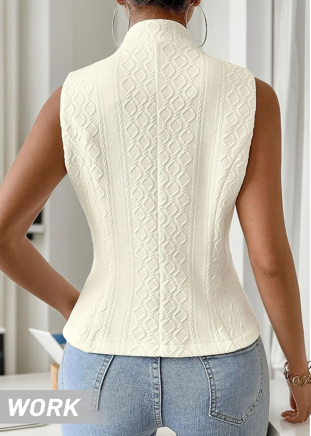 Women's 2025 Summer Sleeveless Vest Blazer Lightweight Casual Fully-Lined Slim Work Fashion Petite Elegant Tops