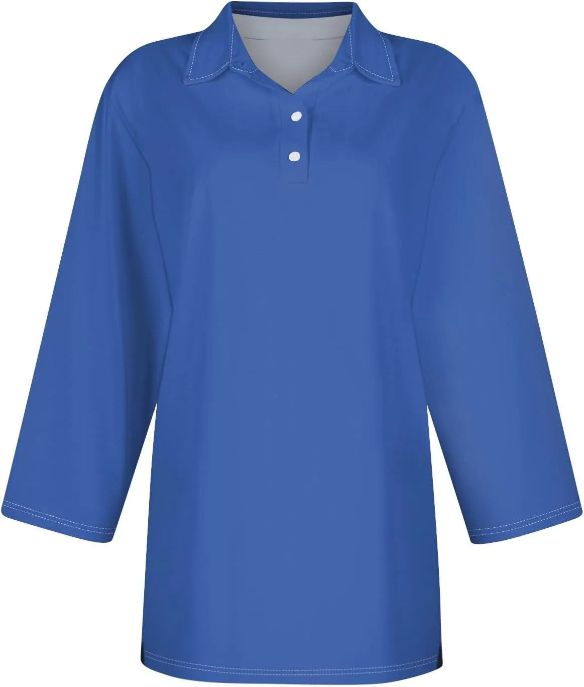 Womens 3/4 Sleeve Polo Shirts 2024 Fall Dressy Button Down Collared Blouses Solid Tunic Tops for Work Golf