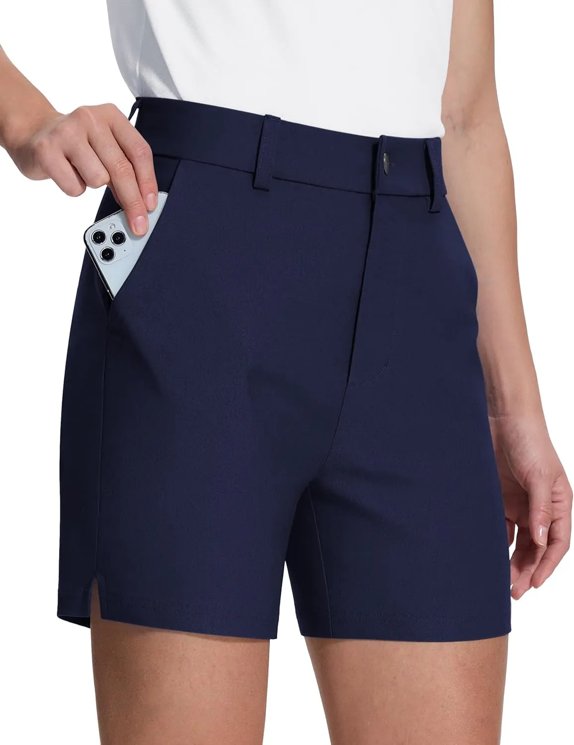 Womens 5" Golf Hiking Shorts with Pockets Quick Dry Stretchy Shorts for Women Mid Rise Dressy Work Casual Summer
