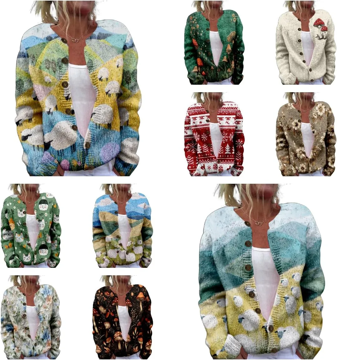 Women's Cable Knit Cardigan Open Front Crochet Button Down Long Sleeve Warm Cardigan Sweaters Fall Winter Coat
