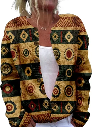 Women's Cable Knit Cardigan Open Front Crochet Button Down Long Sleeve Warm Cardigan Sweaters Fall Winter Coat