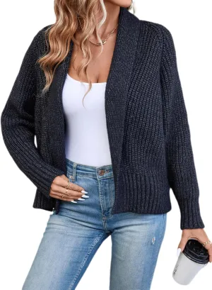 Women's Cardigan Sweaters Fall Winter Open Front Batwing Long Sleeve Shawl Neck Chunky Knit Loose Outwear Coats