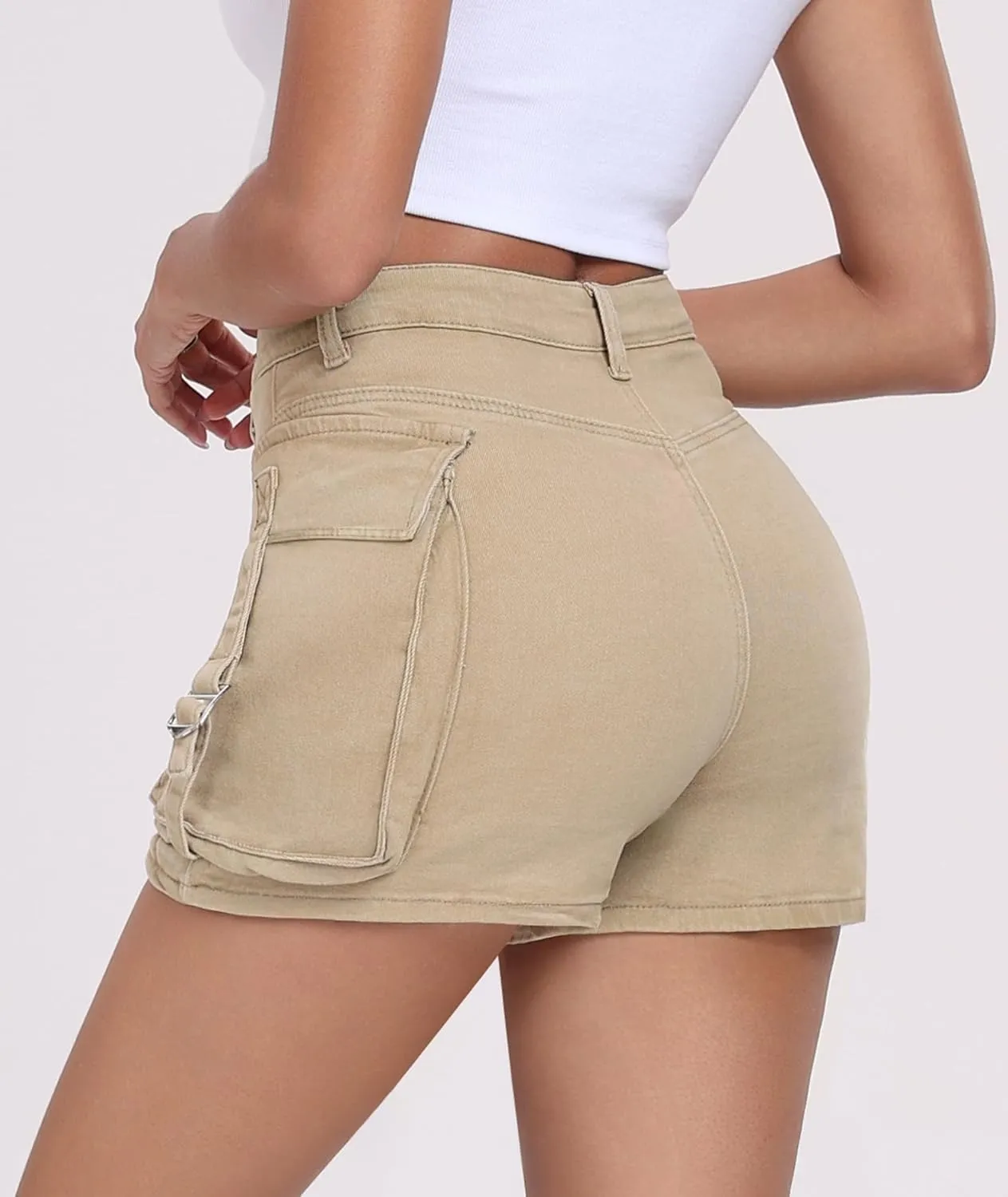 Women's Cargo Skort High Waisted Cargo Shorts Button Bodycon Mini Y2K Denim Cargo Skirt Shorts with Pocket