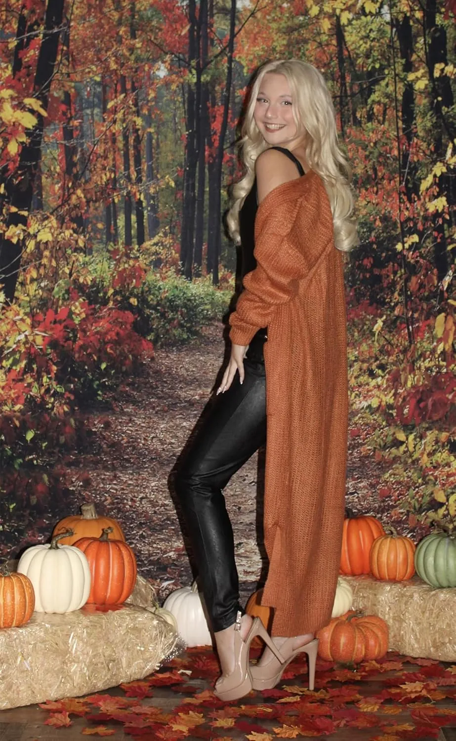 Womens Casual Long Sleeve Split Open Cardigan Knit Long Cardigan Sweaters with Pockets Fall Fashion 2024