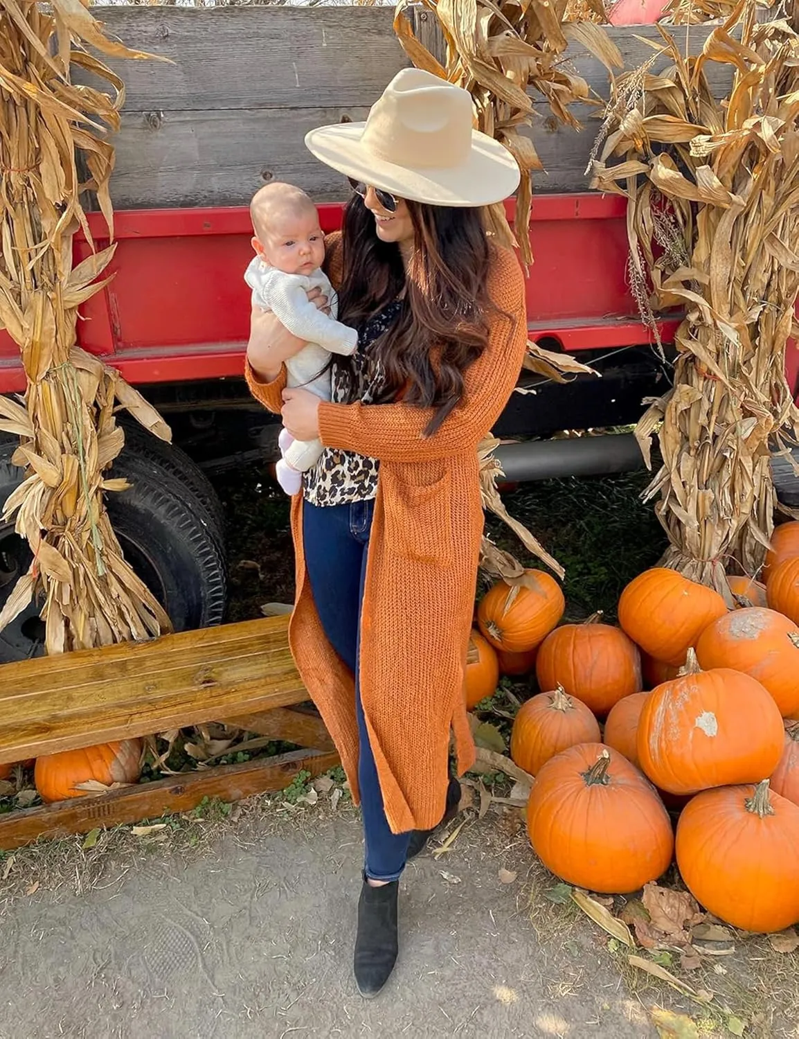 Womens Casual Long Sleeve Split Open Cardigan Knit Long Cardigan Sweaters with Pockets Fall Fashion 2024