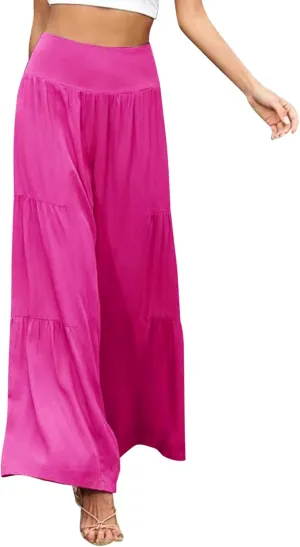 Womens Cotton Linen Wide Leg Pants Palazzo Plus Size Cropped Harem Pants Elastic Waist Capris Shorts with Pockets