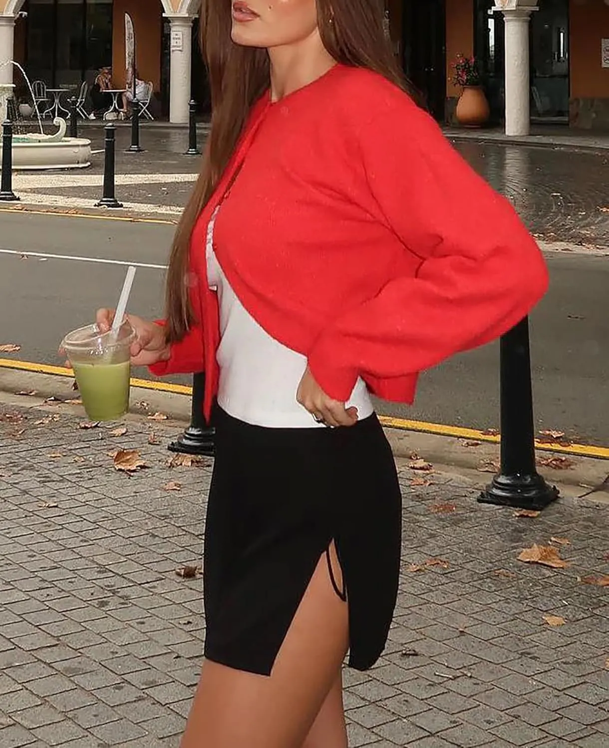 Womens Cropped Cardigan Sweater Open Front Button Down Shirts Long Sleeve Crop Tops Loose Fit Casual Outfits 2024