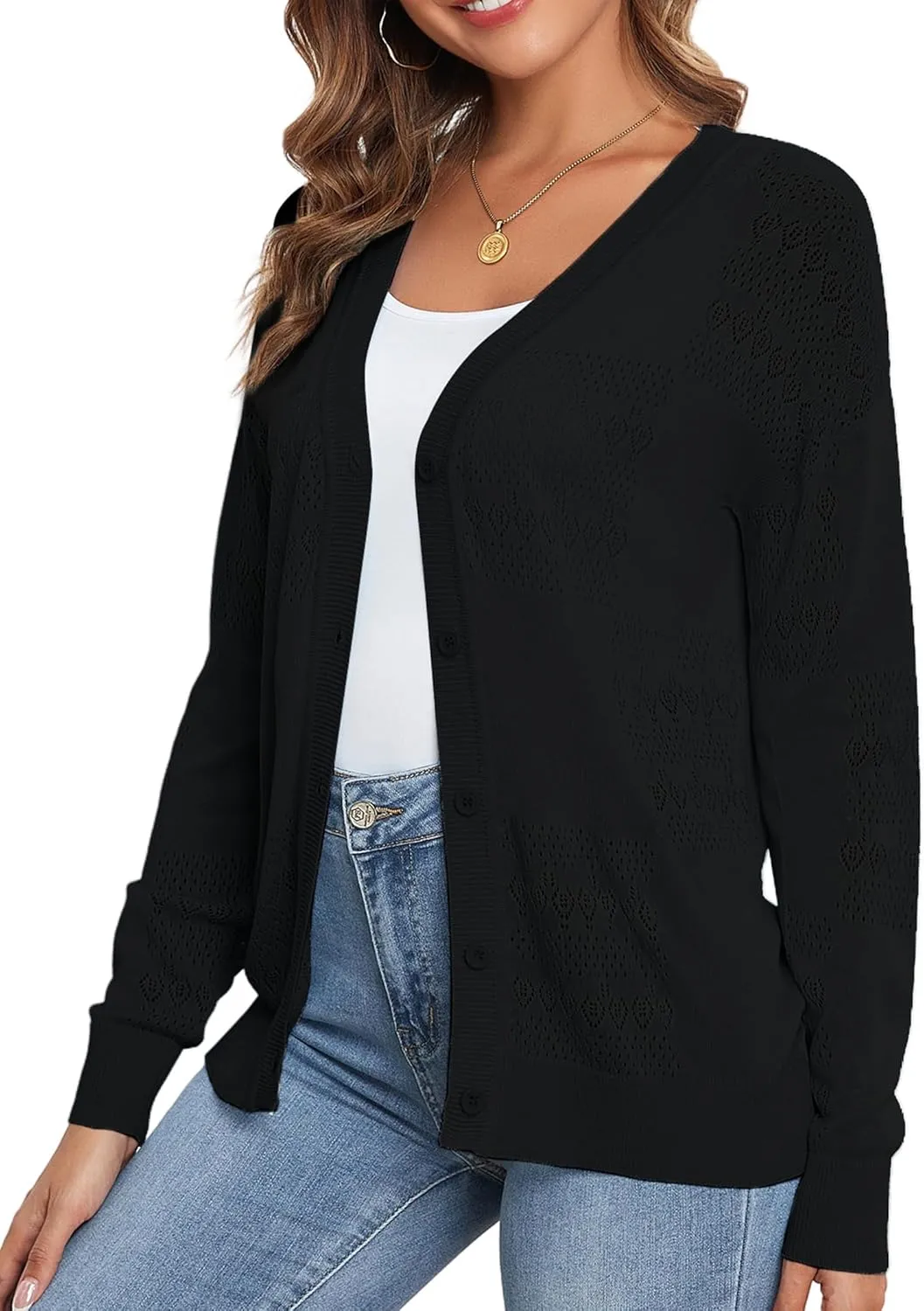 Women's Cropped Cardigan Sweaters for Women Lightweight V Neck Button Knit Shrug Sweater S-XXL