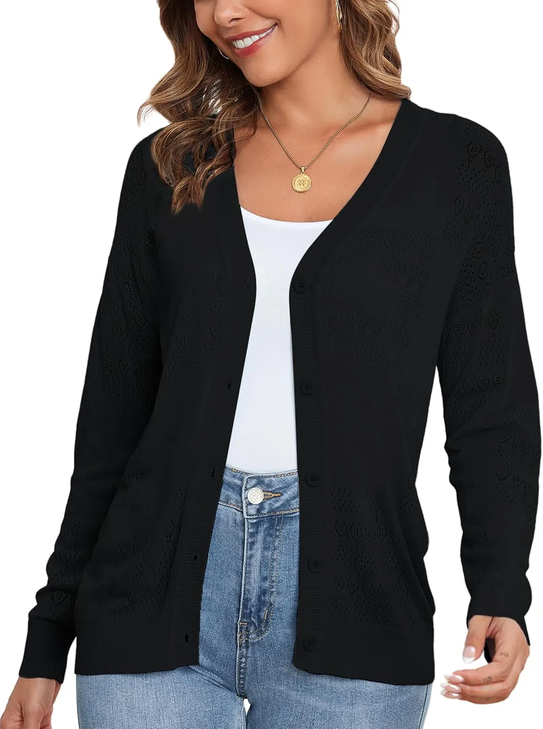 Women's Cropped Cardigan Sweaters for Women Lightweight V Neck Button Knit Shrug Sweater S-XXL