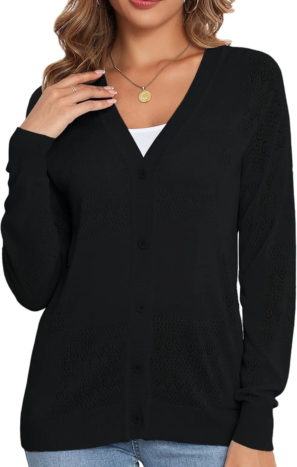 Women's Cropped Cardigan Sweaters for Women Lightweight V Neck Button Knit Shrug Sweater S-XXL