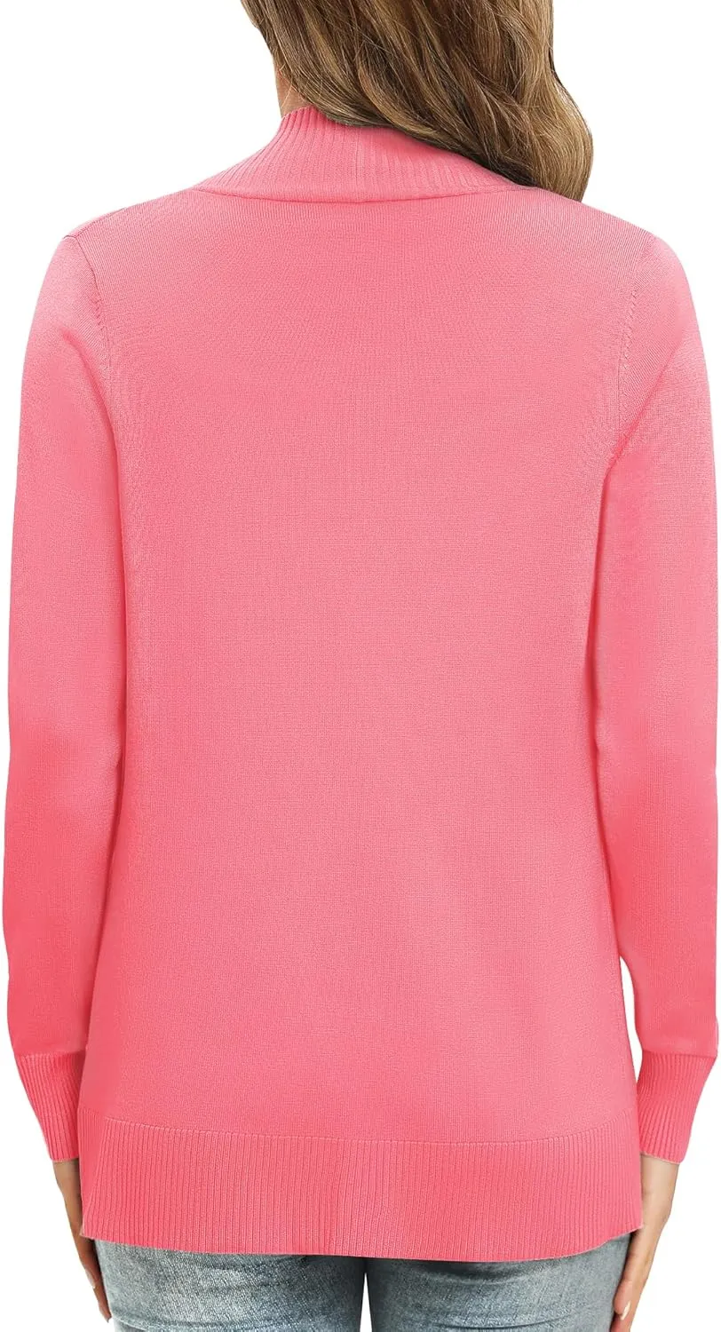 Women's Lightweight Long Sleeve Knit Cardigan with Pockets Open Front Casual Sweater for Spring Fall