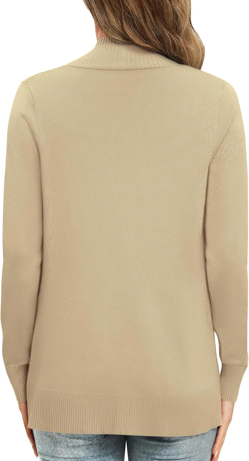 Women's Lightweight Long Sleeve Knit Cardigan with Pockets Open Front Casual Sweater for Spring Fall