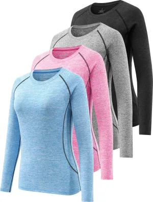 Womens Long Sleeve Moisture Wicking Tee Shirt Long Sleeve Workout Tops for Women Dry Fit Yoga Athletic Running T Shirt
