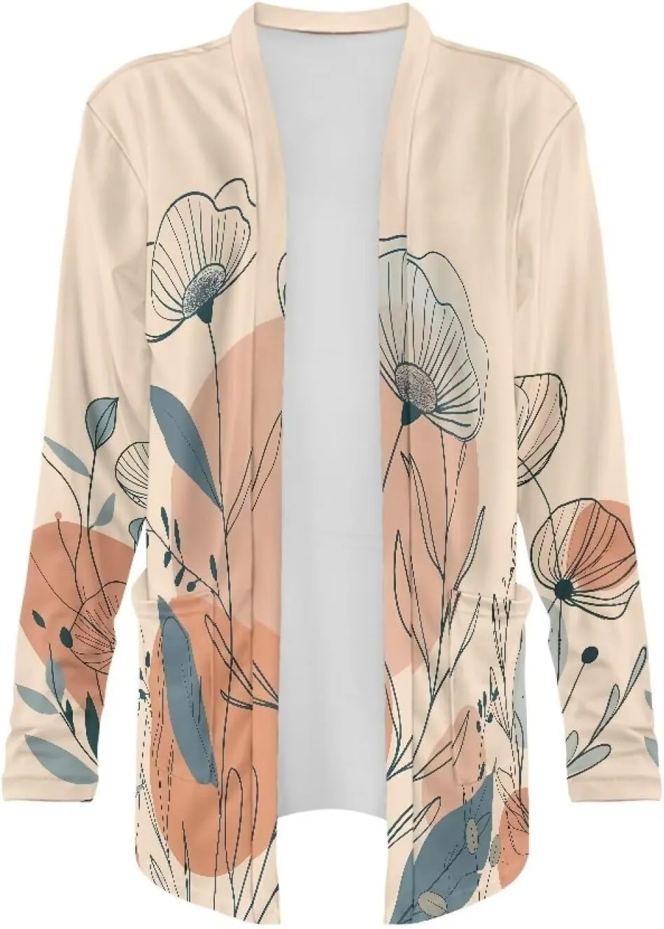 Womens Open Front Cardigan Long Sleeve Loose Sweater Lightweight Soft Cardigan Jackets