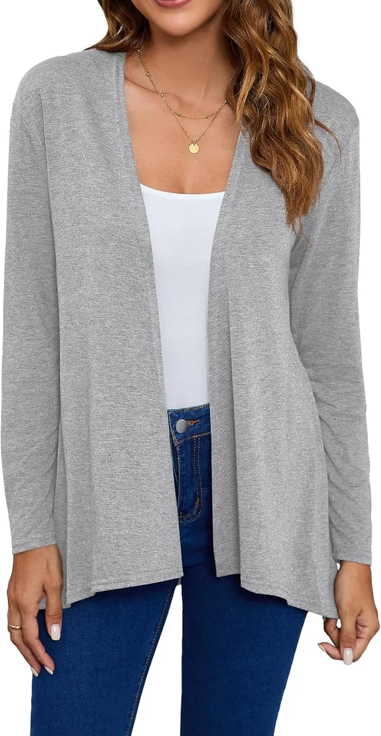 Women's Open Front Cardigan Loose Casual Long Sleeve Lightweight Cardigan Sweaters Duster
