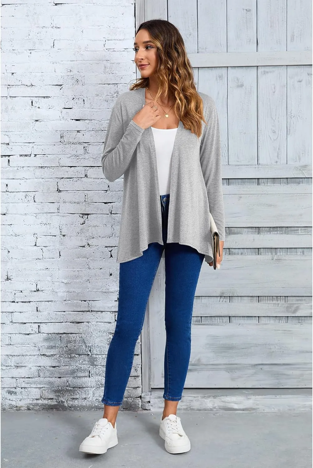 Women's Open Front Cardigan Loose Casual Long Sleeve Lightweight Cardigan Sweaters Duster
