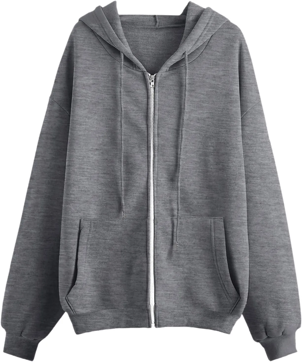 Womens Oversized Zip Up Hoodies Long Sleeve Fall Casual Sweatshirts Jacket Trendy Y2k Hoodie with Pocket, Medium