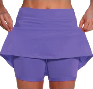 Women's Plus Size Tennis Skirts with Pockets Built-in Shorts High Waisted Golf Skirts for Casual Running Gym Workout