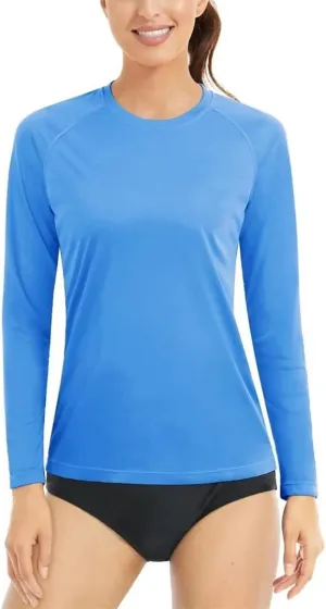 Women's Protection Long Sleeve Rash Guard Quick Dry Lightweight Workout Swim Top Tee Shirts